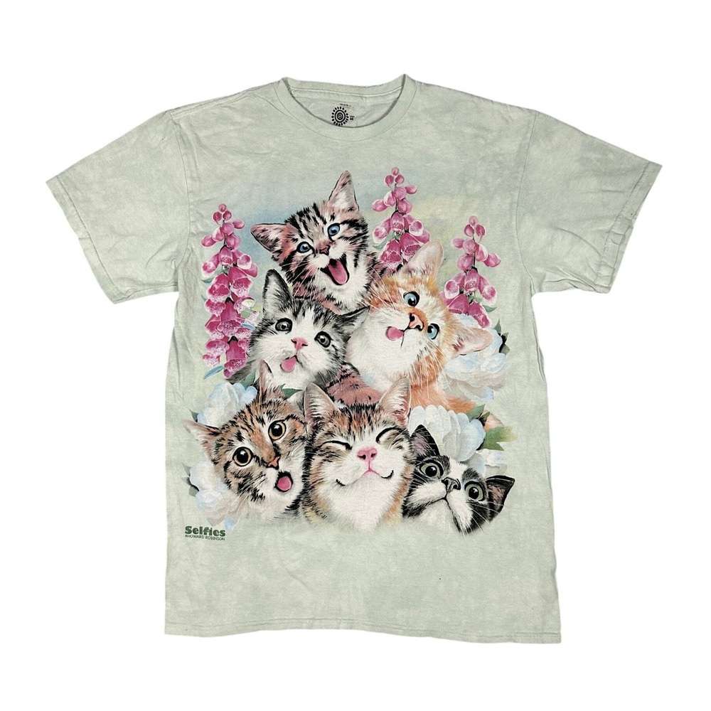 The Mountain Cat Selfies T-Shirt Howard Robinson Graphic Tee Size M